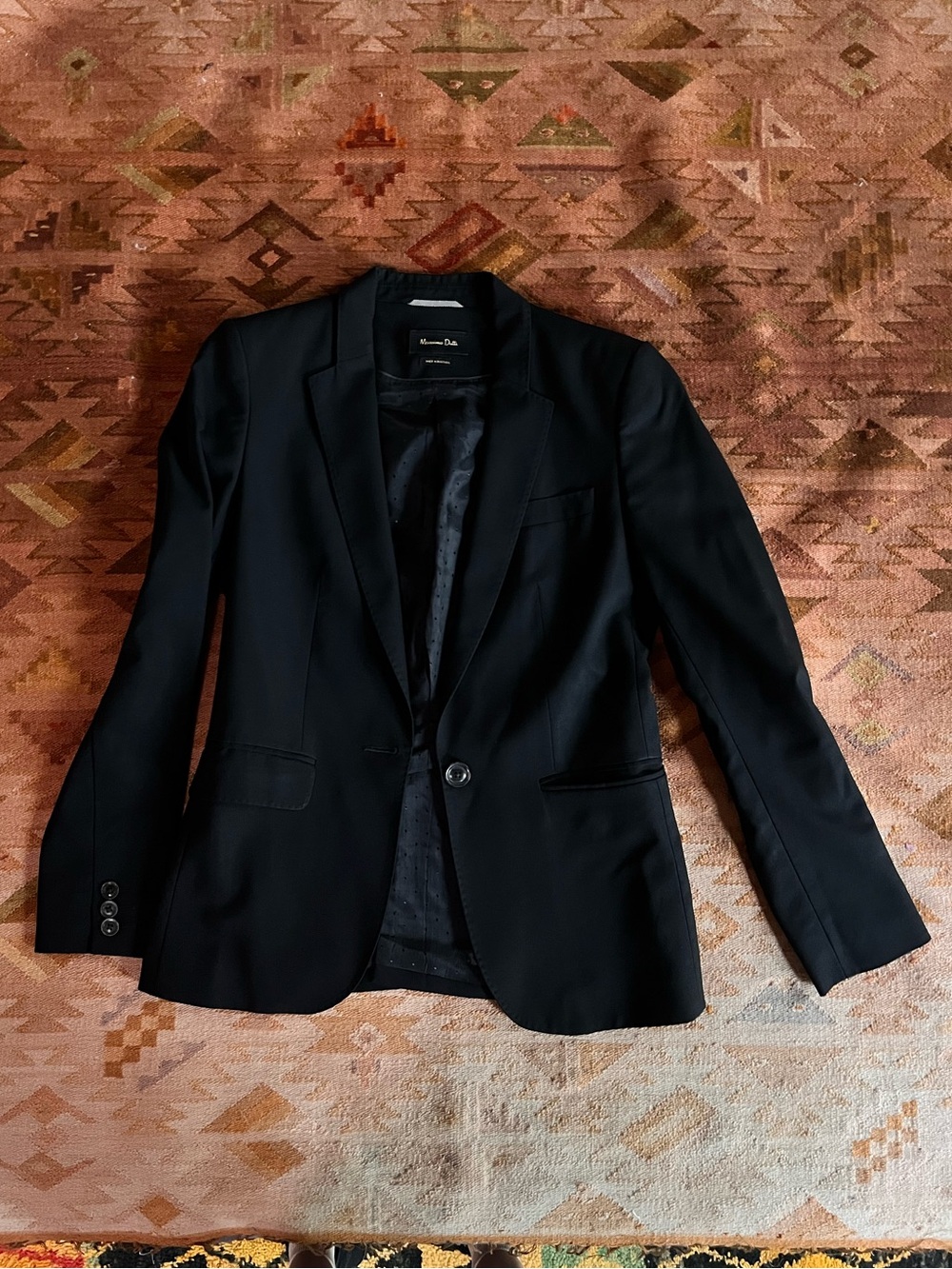 Massimo Dutti Black, Wool, Fitted Women’s Blazer